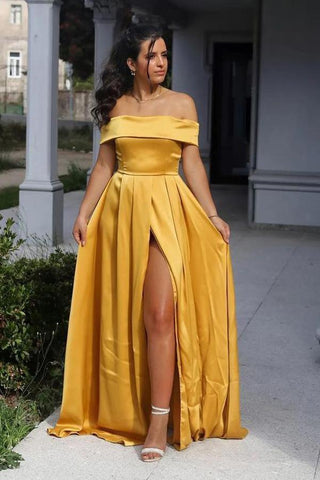 Schlichtes schulterfreies A-Linien-Ballkleid Abendkleid PSK244