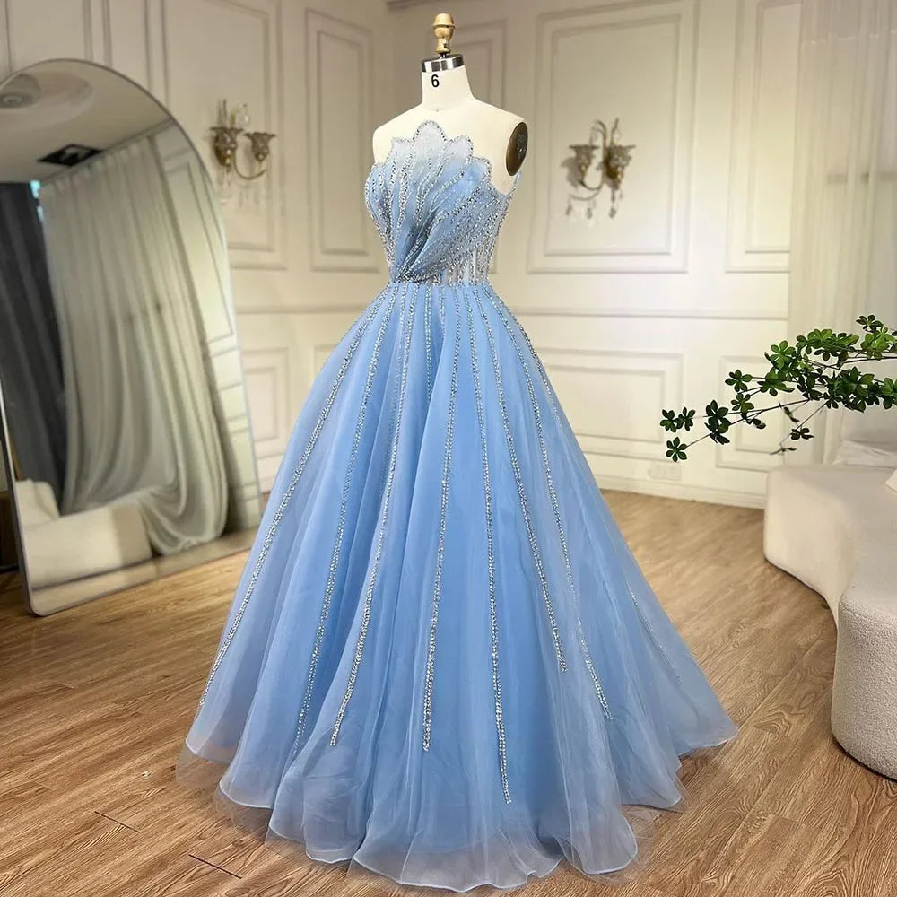Serene Hill Lilac Strapless A-line Beaded Evening Prom Dresses 2025 Graduation Party Gowns For Women DLA71643 Customized
