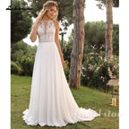 Lakshmigown Boho Beach Lace Chiffon Wedding Dress for Bride A-Line Sweep Train Party Bridal Gown Vestidos De Novia Customized