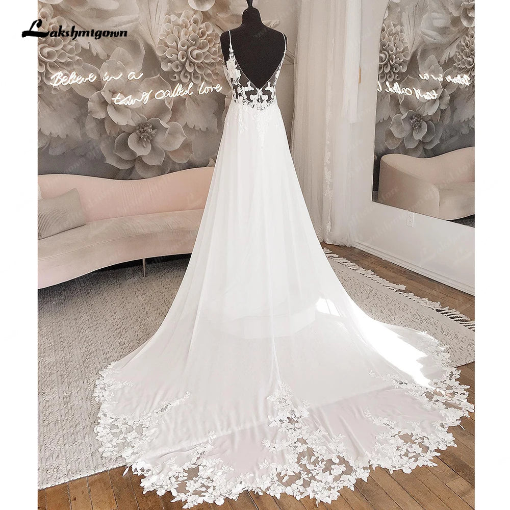 Lakshmigown Civil Lace Boho Beach Wedding Dresses 2026 New Vestidos De Nova Sexy Chiffon Long Bridal Gowns Customized