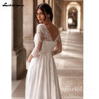 Lakshmigown Beach Wedding Dresses with V-Neck A-Line Lace Bridal Gowns Vestito Donna Sexy Chiffon Boho Bridal Gowns Customized