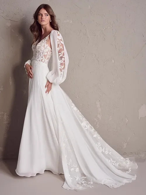 Lakshmigown Long Sleeve V Neck Lace Appliques Plus Size Wedding Dress for Women 2025 Bridal Gown Customzied robe mariee boheme