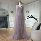 Serene Hill 2026 Customized Pink Cape Sleeves Mermaid Beaded Evening Dresses Gowns for Women Wedding Party 2025 DLA72864