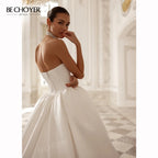 Vintage Sleeveless A-Line Wedding Dress 2027 Elegant Strapless Customized Bride Gown Princess BECHOYER T208 Vestido De Noiva