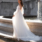 Lakshmigown Puffy Long Sleeves Women Wedding Dresses 2025 New Sexy Deep-V A-Line Bridal Gowns Plus Size Customized