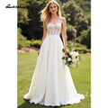 Lakshmigown Lace Ivory A Line Spaghetti Straps Garden Wedding Dress Crepe SatinCustomized Country Bridal Gowns vestido femininos