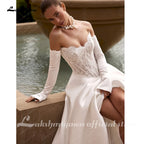 Lakshmigown Strapless Lace Wedding Dresses A Line Satin Court Train Off The Shoulder Brida Vestido De Novia Boda Customized