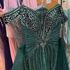 Serene Hill Green Mermaid Beaded Evening Party Gown 2026 Elegant Off-Shoulder Runway Dress with Overskirt Customized DLA73392