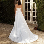 Lakshmigown Mermaid Wedding Dresses with Detachable Train Strapless Sleeveless Pleat Backless Sweep Train Vestidos Customized