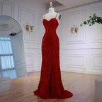 Abito da Sera Rosso Elegante con Spacco LA72998