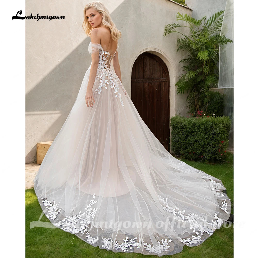Lakshmigown Vinatge Off Shoulder Sweetheart Wedding Dress 2025 Wedding Party Dress Customized vestido para boda playa
