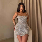 Serene Hill 2026 Pearls Luxury Beaded Evening Gowns Cocktail Party Mini Short Dress for Women Customized DLA72983B