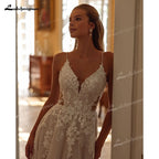 Lakshmigown Sexy Wedding Dresses Illusion Bride Gowns Appliques Floor Length Vestido Customized