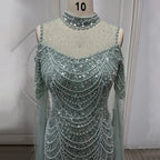 Serene Hill Dubai Purple Mermaid Cape Sleeves Beaded Long Evening Dress 2025 For Formal Occasion DLA71992 Customized
