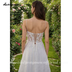 Lakshmigown Boho Beach Wedding Dress Customized Sexy Spaghetti Straps V Neck Lace Applique Boho Bridal Gown Vestido De Noiva