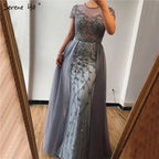 Serene Hill Customized Short Sleeve Evening Dresses Mermaid Beaded Formal Party Gowns for Women DLA60960