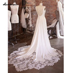 Lakshmigown Sexy Scoop Neck Wedding Dress Customized Court Train Sleeveless Robe De Mariee Elegant Crepe Bride Gown For Women