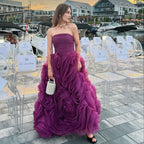 Serene Hill 2025 Customized Purple Strapless Princess Evening Dresses Formal Party Gowns for Women DLA73176