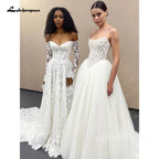Lakshmigown Strapless 3D Flowers Wedding Gown Back Lace Up Puff Bridal Gown Vestidos De Novia Boda Floor Length Customized
