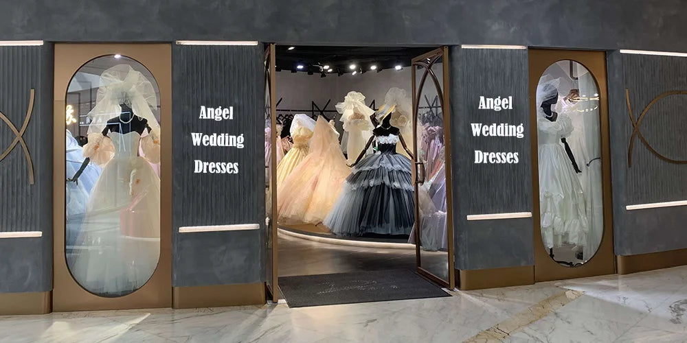 ANGEL Boho A-Line Lace Wedding Dresses Customized For Woman Long Puff Sleeves Tulle Bridal Gowns Applique Bride Dress Plus Size