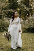 Robe de mariée plage à manches longues avec lacets dans le dos NumberSea Sheath, Robe de mariée, MW741
