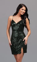 Vestido Corto de Lentejuelas para el Baile de Otoño SYH16
