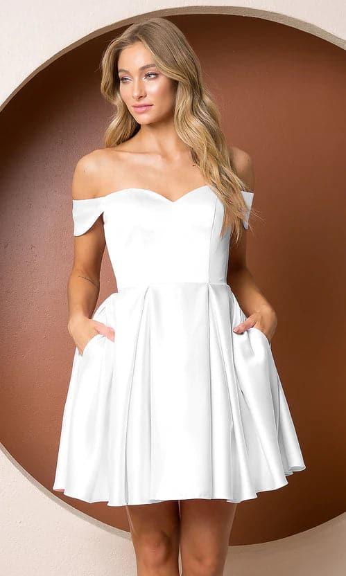 Vestido Corto de Novia para el Baile de Bienvenida con Bolsillos SYH11