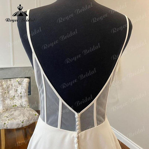 NumberSea Einfache V-ausschnitt Satin Boho Spaghetti-trägern Hochzeit Kleid Open Back 2025 Elegante Braut Brautkleid vestidos de novia Elegante