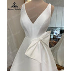 NumberSea Simple V Neck Satin V Neck A Line Wedding Dress with Bow 2025 Bridal Gowns Custom Made Vestidos De Novia Formal NumberSea