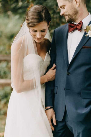 NumberSea Schlichtes A-Linien-Brautkleid aus Chiffon mit Herzausschnitt und trägerlosem Rücken, Brautkleider, MW792