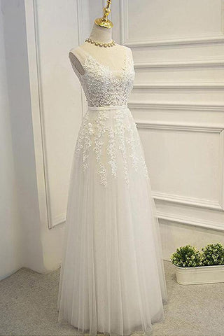 NumberSea Schlichtes Spitzen-Brautkleid mit V-Ausschnitt und A-Linie, bodenlang, MW583