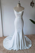 Einfaches Trägertop-Satin-Meerjungfrauen-Brautkleid mit dezentem Design