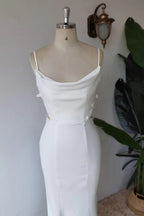 Einfaches Trägertop-Satin-Meerjungfrauen-Brautkleid mit dezentem Design