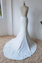 Einfaches Trägertop-Satin-Meerjungfrauen-Brautkleid mit dezentem Design