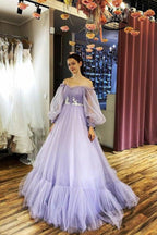 Schulterfreies, himmelblaues, langes Ballkleid, elegantes Partykleid PG971