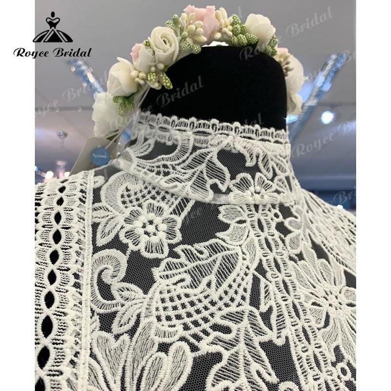 NumberSea Sleeveless A Line Boho Wedding Dress Beach High Neck Lace Bodice Open Back Sweep 2025 Civil Bridal Gown Chiffon vestido de novia