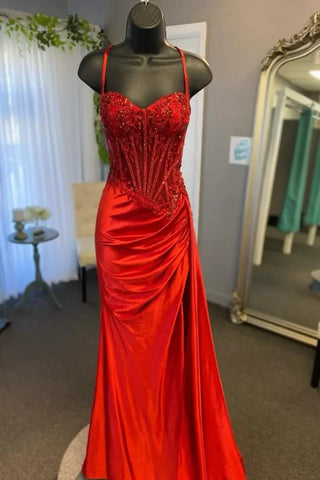 Meerjungfrau Träger Silber Korsett Langes Ballkleid Partykleid PSK655