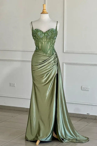 Meerjungfrau Träger Silber Korsett Langes Ballkleid Partykleid PSK655