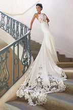 Trägerloses rückenfreies Applikations-Abendkleid mit Meerjungfrauenschwanz-Silhouette für die Braut