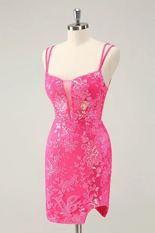 Spaghettiträger, enges orangefarbenes Homecoming-Kleid, kurzes Ballkleid PD525