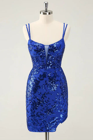 Spaghettiträger, enges orangefarbenes Homecoming-Kleid, kurzes Ballkleid PD525