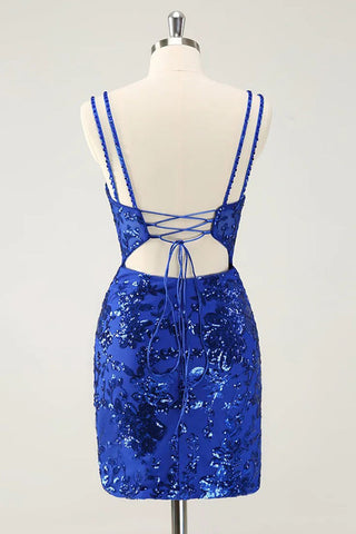 Spaghettiträger, enges orangefarbenes Homecoming-Kleid, kurzes Ballkleid PD525