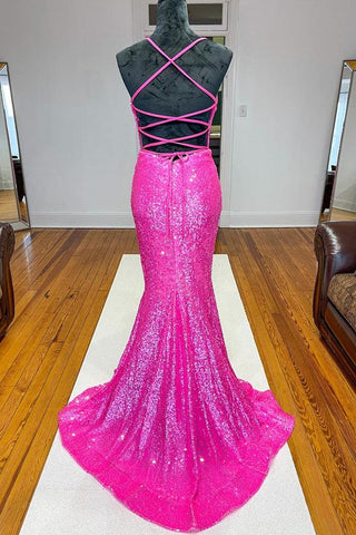 Sparkle Sequin Mermaid Orange Long Prom Dress PSK283
