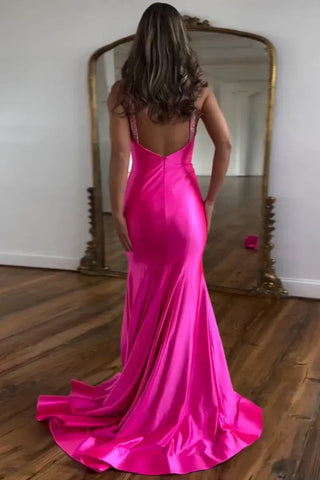 Vestido de festa comprido prateado sereia brilhante com missangas PSK598