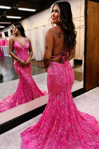 Glitzerndes Meerjungfrau-Ballkleid mit Spaghettiträgern und Pailletten in Blau PSK699