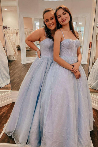 Glitzerndes A-Linien-Ballkleid mit herzförmigen Trägern und Tüll in Lila, langes Ballkleid PSK264