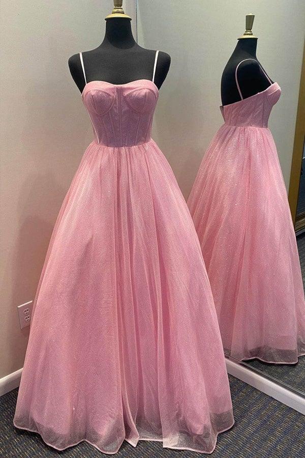 Vestido de festa comprido lilás com alças em tule e corte A brilhante PSK264
