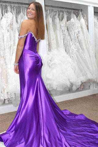 Vestido de festa comprido com corpete espartilho fúcsia brilhante, estilo sereia, ombro descoberto, PSK582