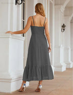 Numbersea Spaghetti-Träger Chiffon Brautjungfernkleid Knöchellänge Formell A-Linie Cocktail Party Homecoming-Kleid für Juniorinnen SEA28028
