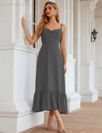 Numbersea Spaghetti-Träger Chiffon Brautjungfernkleid Knöchellänge Formell A-Linie Cocktail Party Homecoming-Kleid für Juniorinnen SEA28028